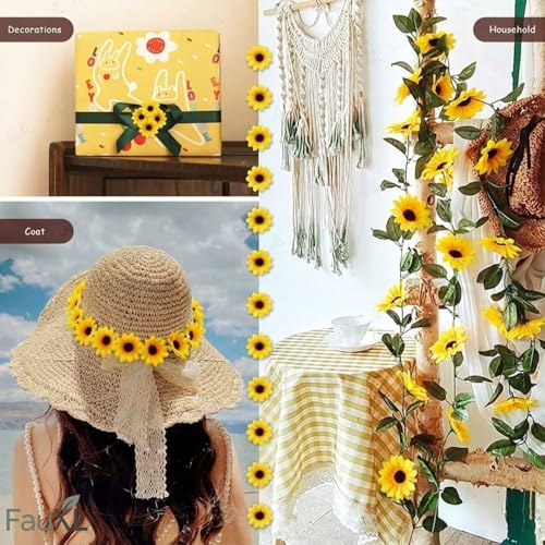 Image of Artificial Mini Sunflower Heads - Pack of 50, Yellow Silk Sunflowers for DIY Crafts, Flowers for Hair Styling, Home Office Decor, Bouquets, Scrapbooking & Party Decorations (50)