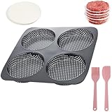 HOMOMSAE Large Hamburger Bun Pan, 5 Inch Perforated Commercial Non-Stick Carbon Steel Baking Mold, 4-Cavity Big Baking Pan for Homemade Hamburger Buns Meat Pie Bread Mini Pizza