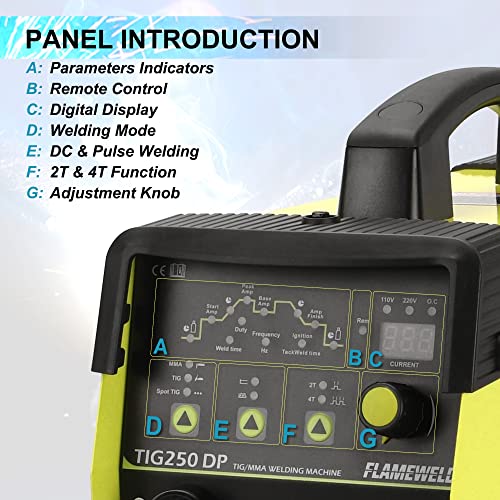 Flameweld Tig Welder Machine - Tig250Dp 250Amps Hf Tig/Spot Tig/Pulse Tig/Mma Tig Welder With Igbt Inverter, 110V/220V Dual Voltage Welding Machine #TOP2