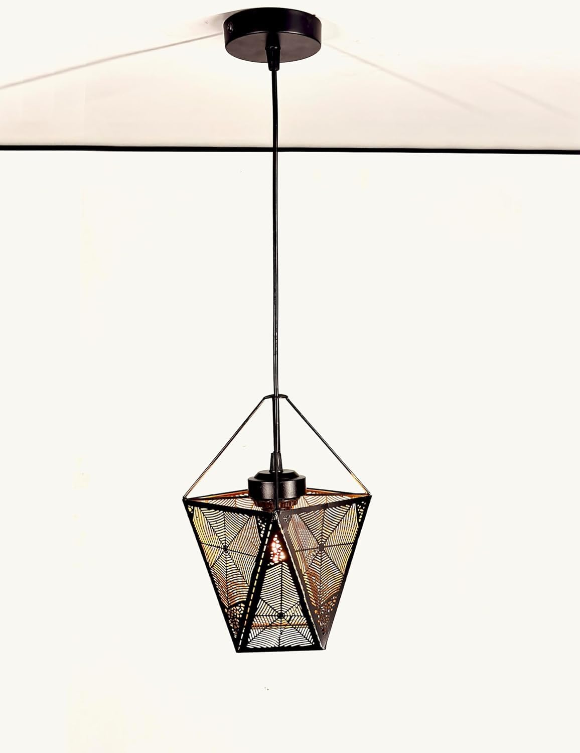 Diamond Enterprises Pendant Light Geometric Design Black Metal Pack of 1 with Bulb-image-41