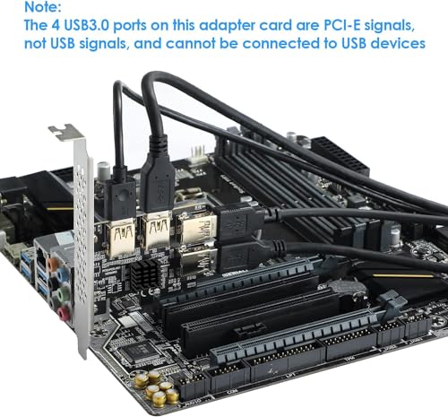 Image of PCI-E 1 to 4 PCI-Express 16X Slots Riser Card - Higher Stability USB 3.0 Adapter Multiplier Card for Bitcoin Mining Compatible with Windows Linux Mac(No USB Cables)