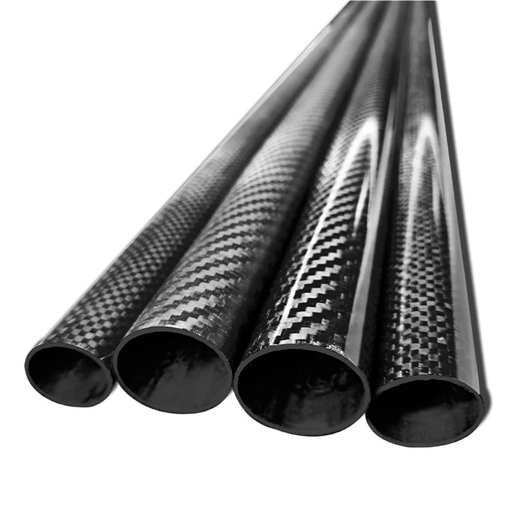 Perfil de fibra de carbono Tubos de fibra carbono brillante 3K 2 piezas con patrón sarga, longitud 1000 mm, tubo alta resistencia(24x22MM)