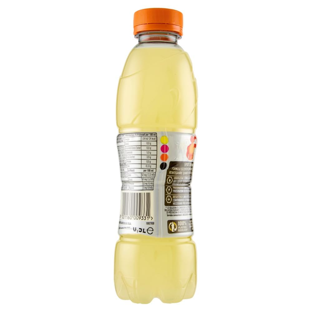 Italian Gourmet - Bebida isotónica de limón, 24 x 500 ml, bebida electrolítica para deporte, entrenamiento, fitness, hidratación, paquete individual + Polpa italiana gourmet