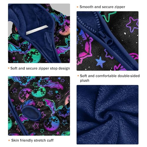 Boys' Fleece Hoody Jacket Zip Up Coat Warm Fall Winter Plush Jacket Bright Bat Moon Long Sleeve Outerwear3