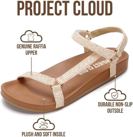 Project Cloud Sandals for Women 2026 - Strappy Adjustable Womens Sandals with Plush Insole - Lightweight & Non Slip Women Footwear - Everyday Wear Womens Slides (Brandy) - Image 2