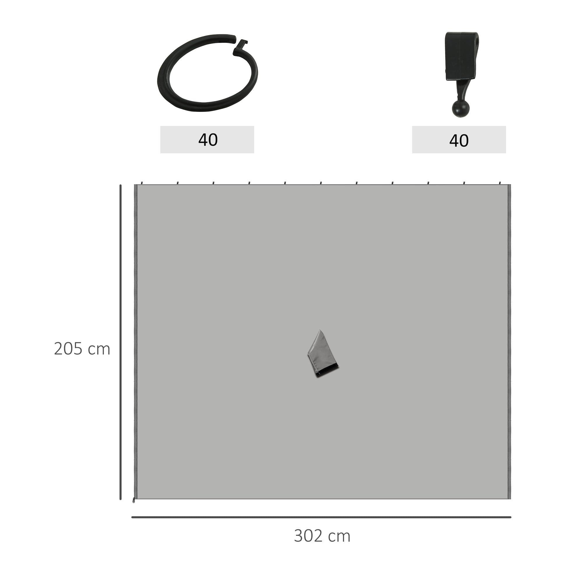 Outsunny Seitenwand 4er Set für 3x3m Pavillon Seitenteile mit Haken 302 x 205 cm Wasserdicht stabil Winterfest Seitenteil Seitenwände für Partyzelt Gartenpavillon Hellgrau
