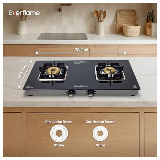 Everflame Matrix Gas Stove | 2 Burner Glass Cooktop | Forged Brass Burner | 6mm Toughened Cooktop | 2 Years Comprehensive Warranty + 5 Years on (Glass, Burner, Gas Valve) + Doorstep Service