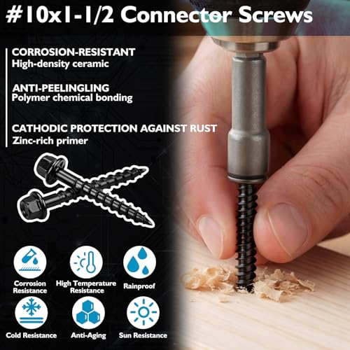 MorningRo Tornillos Tirafondo para madera #10 x 1-1/2 Pulgs 5 lb en negro miniatura 4
