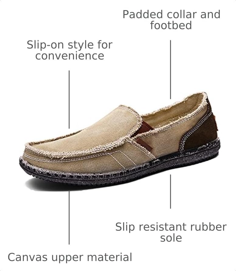 Image of CASMAG Men's Casual Cloth Shoes Canvas Slip on Loafers Vintage Boat Shoes | Breathable material, lightweight, Easy slip on & off, Comfortable, Non-Slip, Fashionable