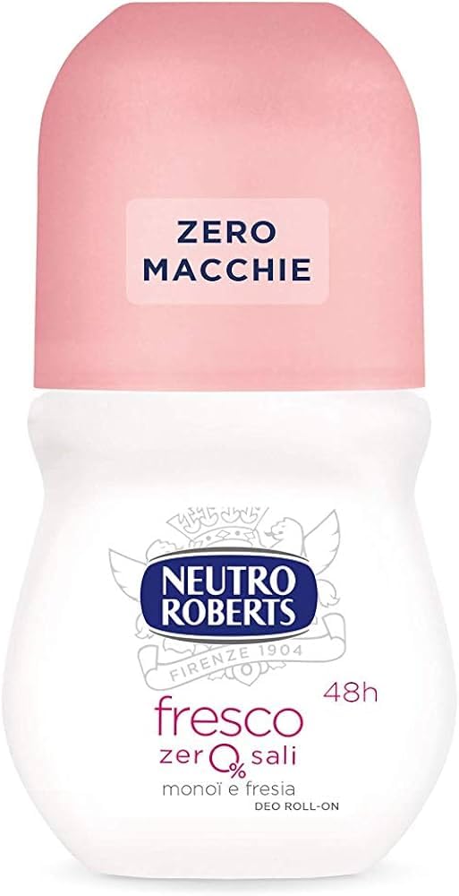 12x Neutro Roberts, Deodorante Roll On Fresco, Ohne Aluminiumsalze, Keine Flecken,Duft aus Monoi und Freesie, Deodorant Unisex,50ml + Beni Culinari Kostenloser Schlüsselanhänger