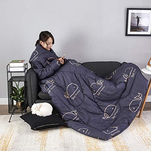 Edredón Perezoso con Mangas, Manta De Edredón Lavada Gruesa Y Cálida De Invierno Multifunción, Manta De Felpa para Sofá, Sofá, Siesta En Casa, Verde/Azul Cover