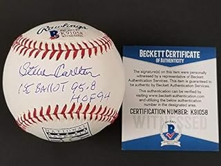 STEVE CARLTON Signed "1st BALLOT 95.8 HOF 94" Baseball ~ BAS Beckett COA Witness - Autographed Baseballs
