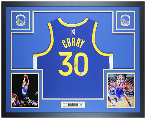 Steph Curry Autographed And Framed Blue Golden State Jersey Auto Beckett Coa #TOP24