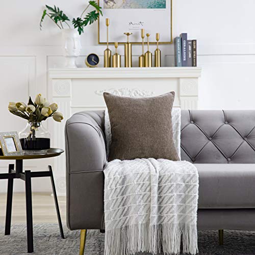 Anickal Brown Grey Pillow Covers 20X20 Inch Set Of 2 Solid Rustic Farmhouse Decorative Throw Pillow Covers Square Cushion Case For Home Sofa Couch Decoration #TOP1