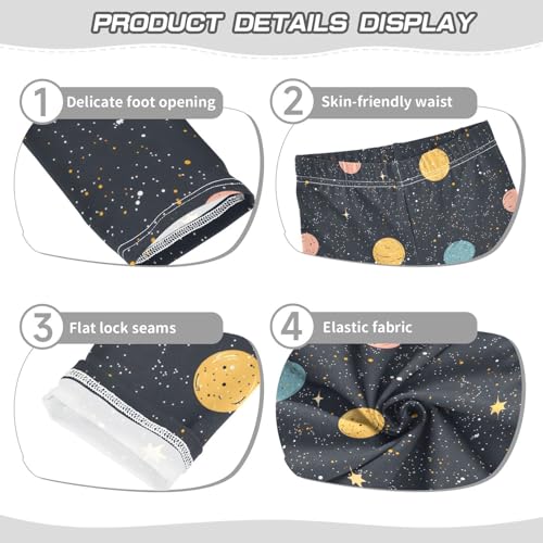 Colorful Space Planet Pattern Girls Leggings Ultra Soft Compression Yoga Gym Pants for Kids 4-10T3