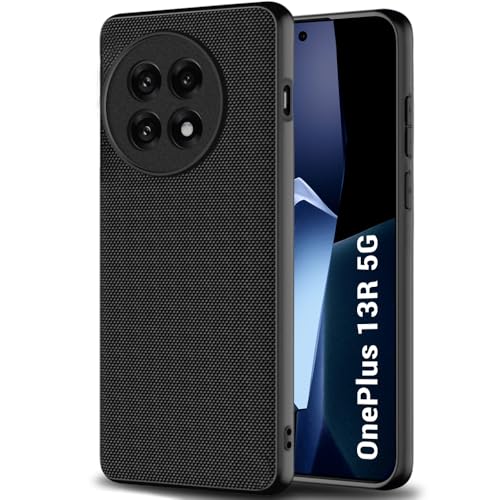 Image of TheGiftKart Back Cover Case for OnePlus 13R 5G | Slim & Lightweight | Ultra-Premium Design | Camera Protection Bump | Fabric Texture Case Cover (PC & TPU, Black)