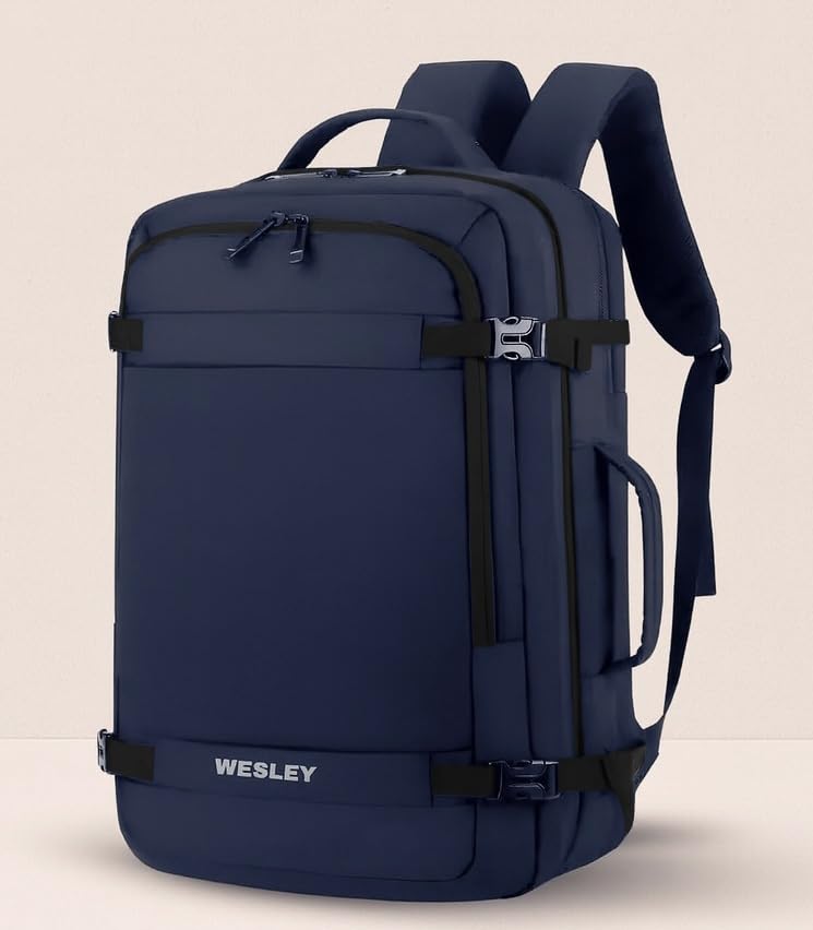 Image of Wesley Luxur 45 Ltrs Overnighter Expandable Travel Laptop Backpack, Flight Cabin Approved Carry On with 16 inch Laptop Compartment, Anti Theft business /Travel /Weekender /college Bags for Men Women