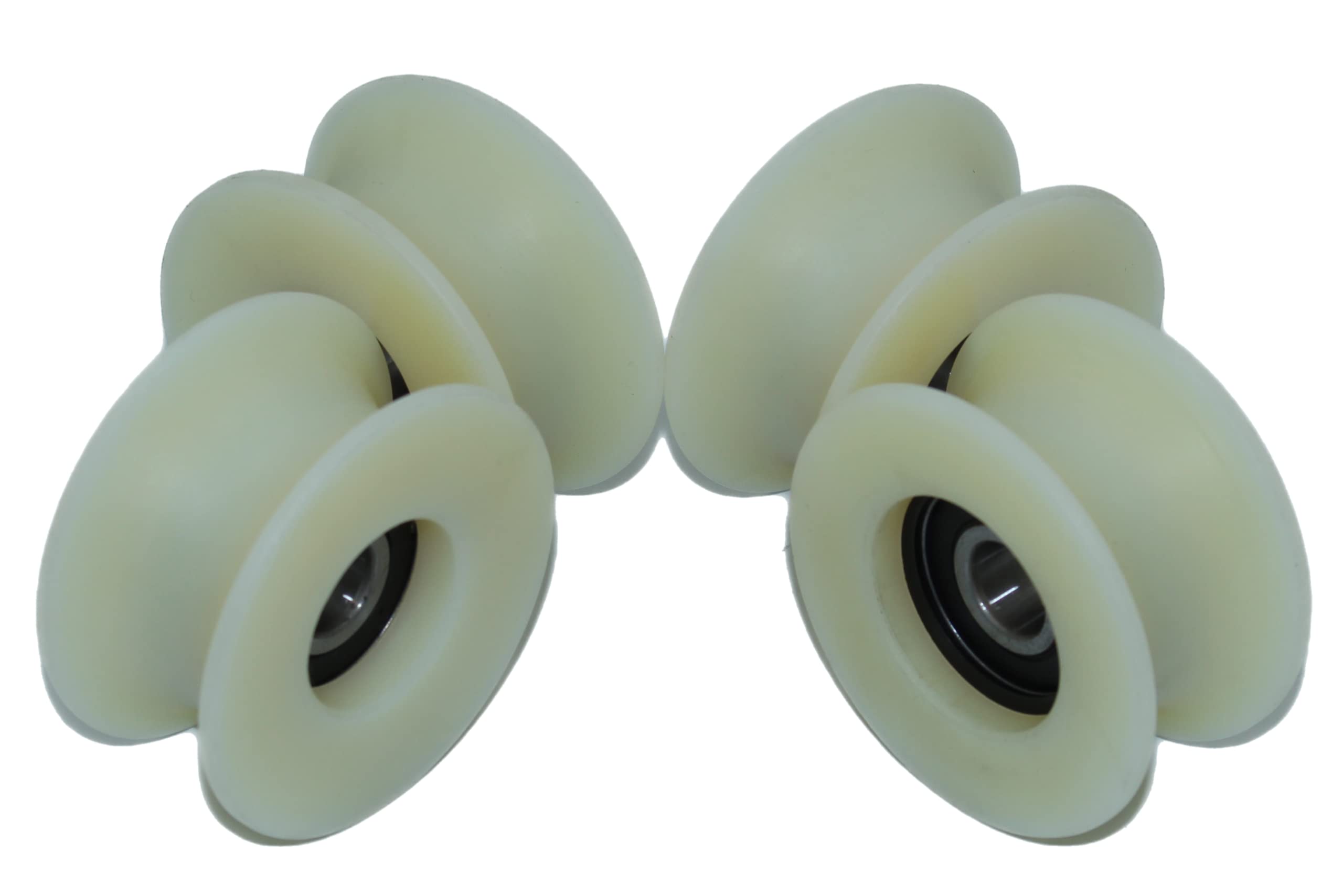 Lot de 4 roulettes de poulie en nylon usiné de 60 mm de diamètre, différentes tailles de rainure, fabriquées dans l'UE (rainure de 25 mm)