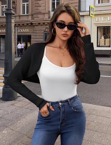 Women's Belero Shrugs Long Sleeve Knit Open Front Cropped Cardigan Sweaters for Dresses S-XL2