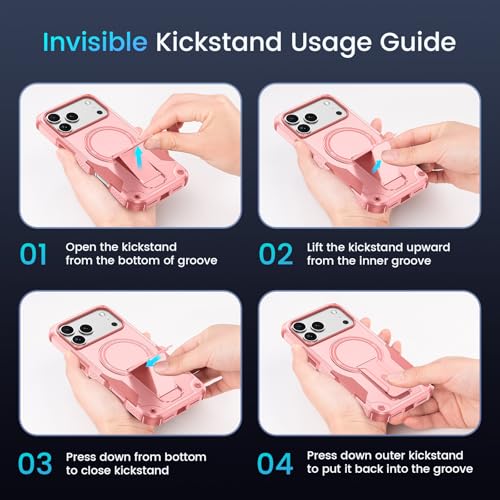 Caka 3-in-1 for iPhone 17 Pro Case with Stand, Screen & Lens Protector Pink by Caka - Used condition - Image 5