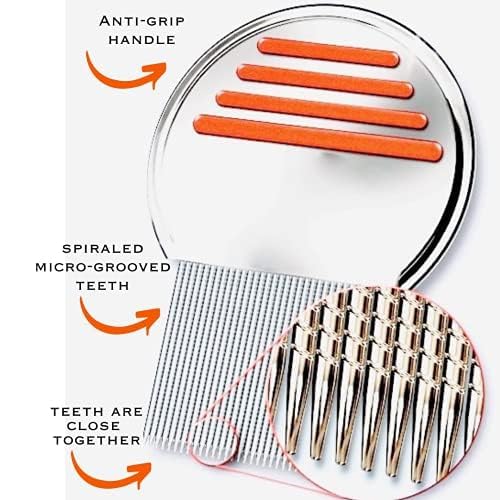 Miniatura 3 de Orange Cross - Peine profesional para eliminar piojos, liendres y piojos de acero inoxidable, cepillo de tratamiento de cabeza