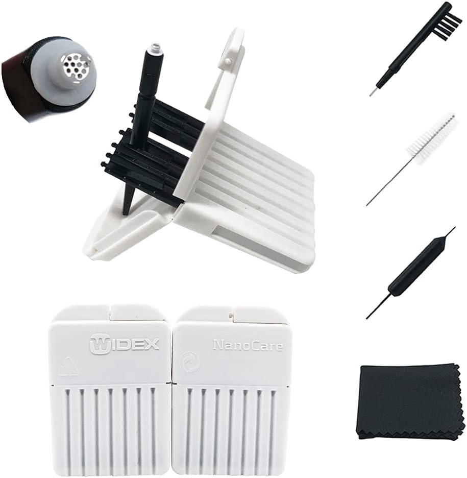 NanoCare Wax Guards for Widex/Phonak/Unitron and Resound Hearing Aids with Cleaning Tools Kit and Carry Case-24Filters