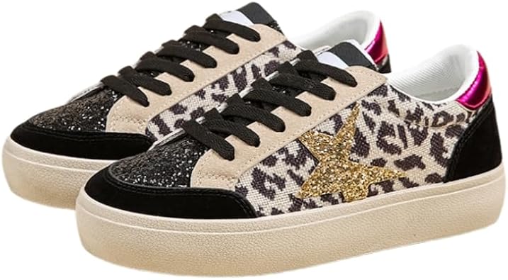 Ladies Lightweight Star-Patterned Sneakers | Thick Cushioned Sole | Non-Slip Soft Grip | Breathable Casual Shoes | White Fashion Trainers