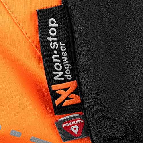 Non-stop dogwear Glacier Jacket 2.0, warme Hundejacke für Winter und kaltes Wetter mit Leinenöffnung und Beinschlaufen, Schwarz/Orange, Größe 50 für mittelgroße Hunde
