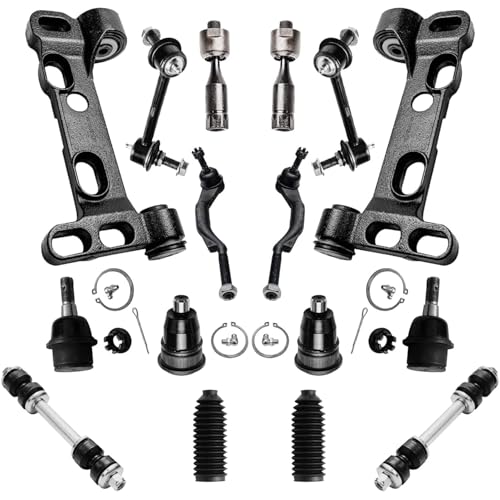 Image of Detroit Axle - 16pc Suspension Kit for 2008-2009 Chevy Trailblazer GMC Envoy, 2008 Saab 9-7X, 2 Front Lower Control Arm Brackets 4 Upper Lower Ball Joints 4 Tie Rods 4 Front Rear Sway Bars Replacement