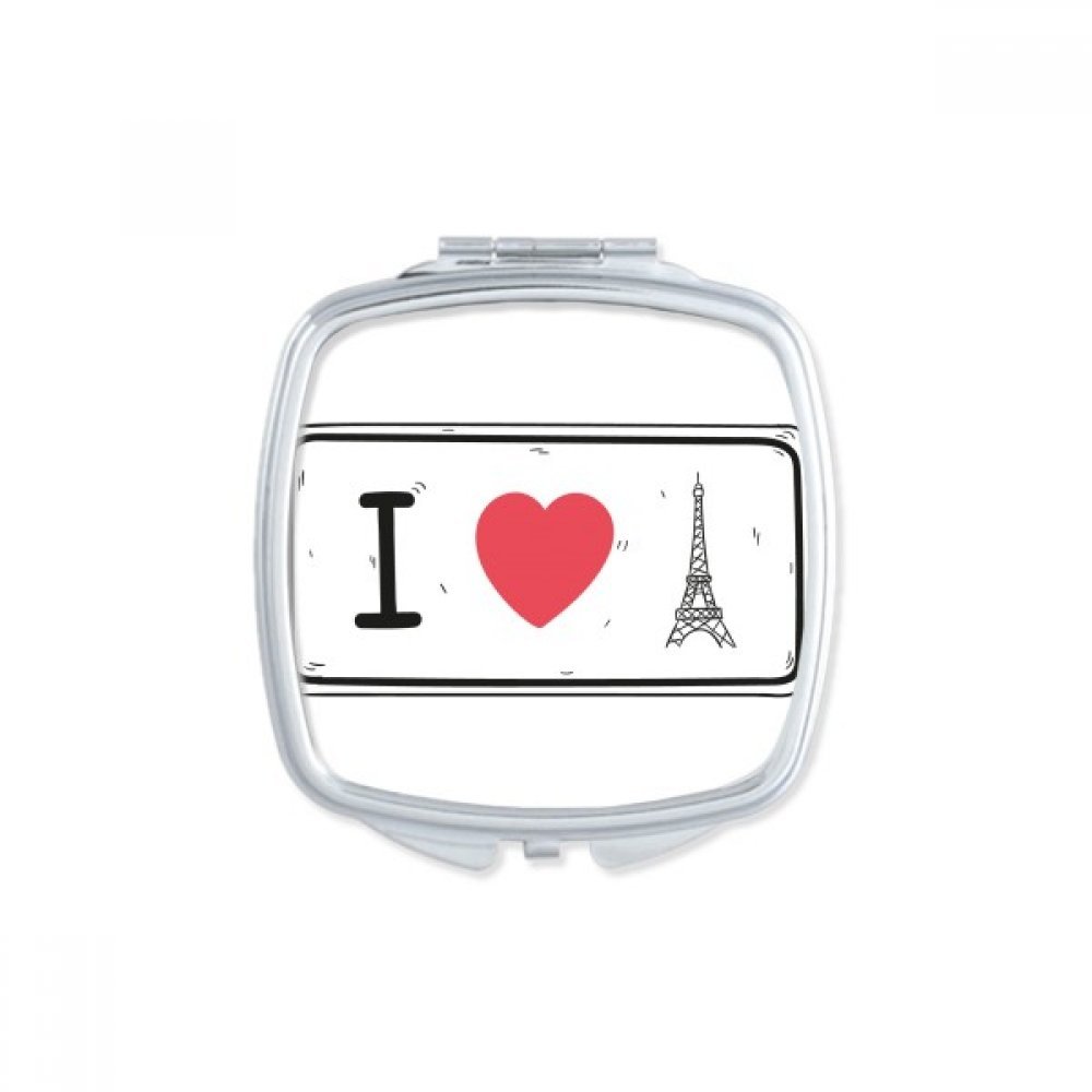 Miroir de poche portable haute définition au motif coloré J'aime Tour Eiffel