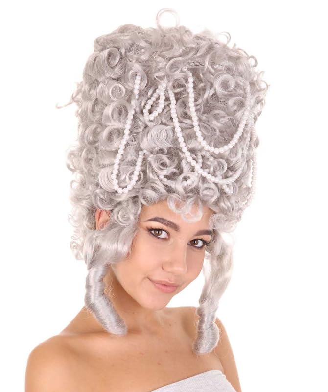 HPO Women's Baroque French Venetian Marie Antoinette Queen Grey Wig, Gray - Image 3