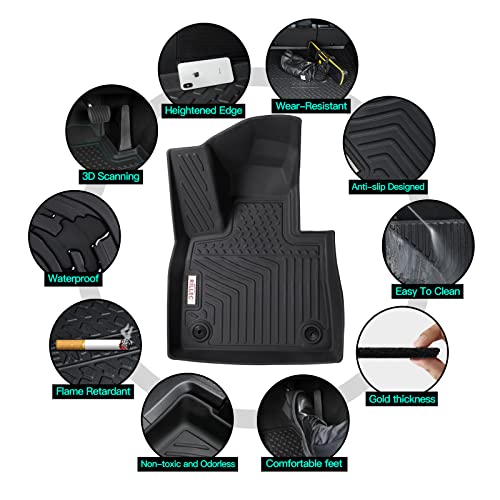Rillec Floor Mats 2 Row Liners Set & Cargo Liners Custom Fit For 2023 Kia Sportage(Hybrid Only),All Weather Guard Heavy Duty Waterproof Tpe Rubber Car Mats & Rear Trunk Mats,Black #TOP6