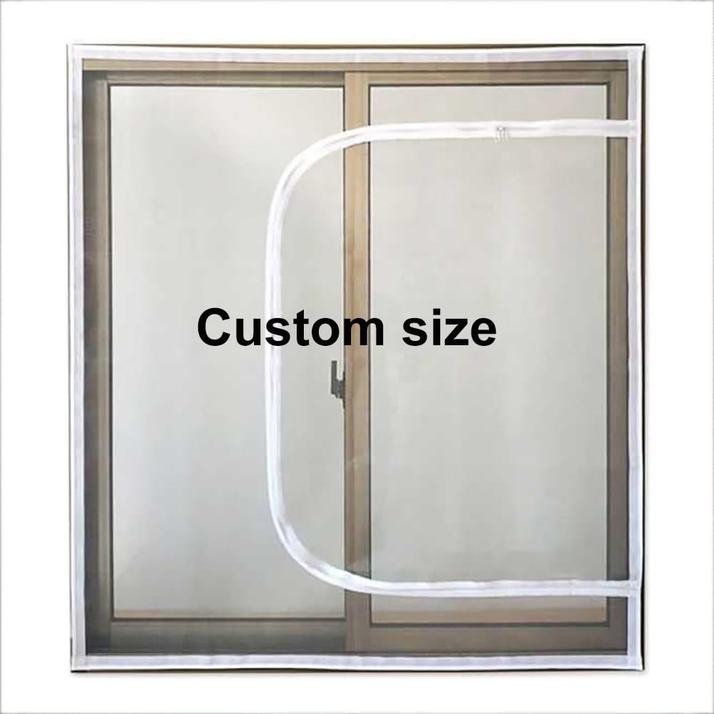 Lingxiya Zipperred Window Net Protection For Cat,Indoor Fly Screen Self-Adhesive Netting,Anti-Mosquito Insect Mesh,Choose Opening Position (Custom Size)