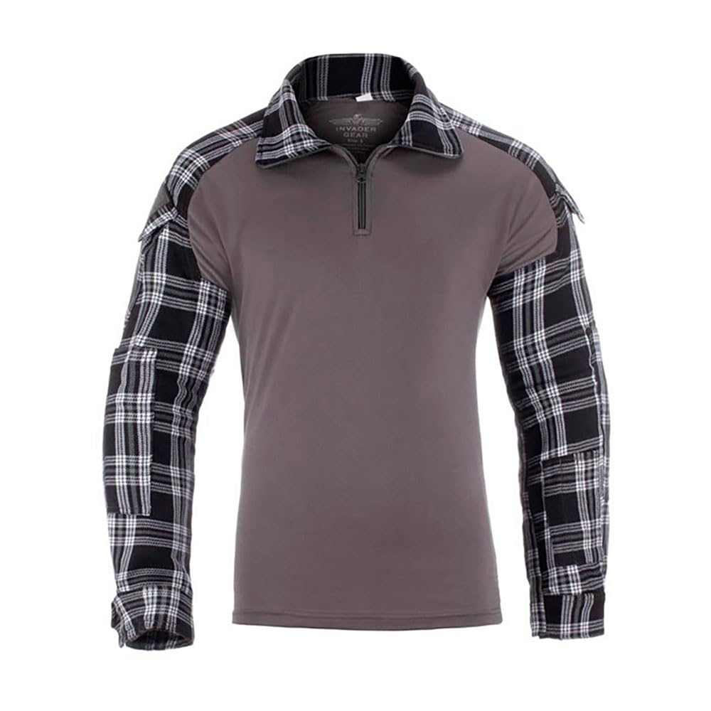 Invader Gear Camicia da uomo in flanella da combattimento Ubacs nera sotto gilet Top manica lunga