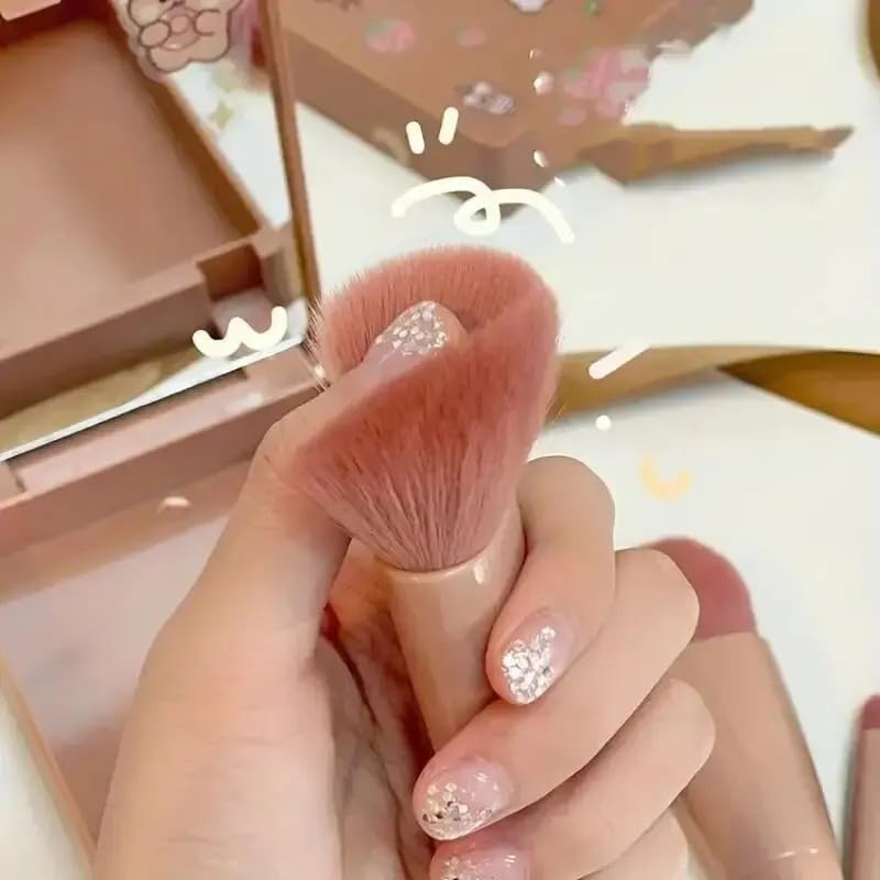 5Pcs Travel Size Makeup Brush Set with Mirror, Mini Portable Cosmetic Brush Kit for Foundation, Powder, Eyeshadow - Complete Function, Ideal for On-The-Go Makeup