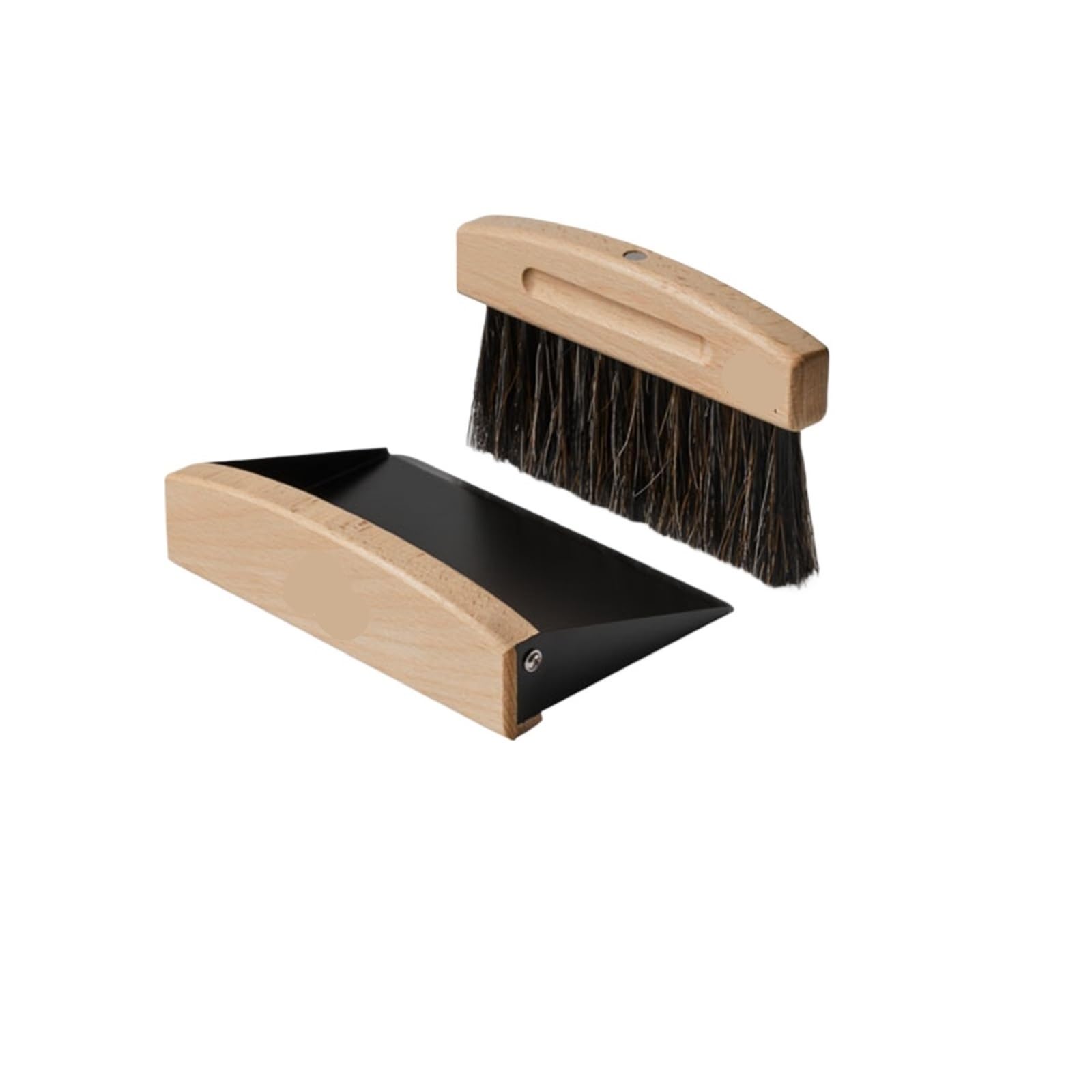 Juego de cepillos para Bar de café, Compatible con MUVNA, Mango de Madera | Cepillo de crin y fibra de nailon con recogedor, negro o blanco(Black)