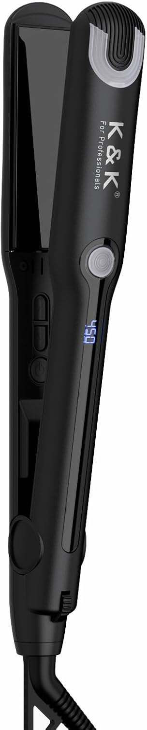 K&K Shine Therapy 1.18 inch Hair Straightener, Professional 2 in 1 Flat Irons, Ceramic Coated Floating Plates for Less Frizz, Shines and Smooth