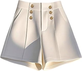 Women's Dressy Summer Button Front Shorts Elegant Pleated High Waisted S...