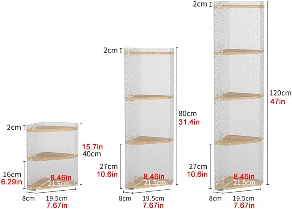 Wall Corner Bookshelf Multi Unit Organizer,Transparent Display Shelf Corner Shelves Freestanding Bookcase for Bedroom Modern Accent Cabinet Sundry Storage Shelves ()