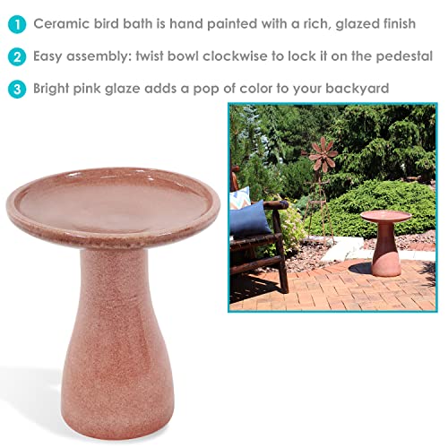 Sunnydaze 21-Inch H Ceramic Bird Bath - High-Fired, Hand-Painted, Uv- And Frost-Resistant Finish - Lava #TOP3