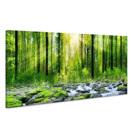 Impression toile paysage forêt soleil levant 70x140 cm affiches décoration