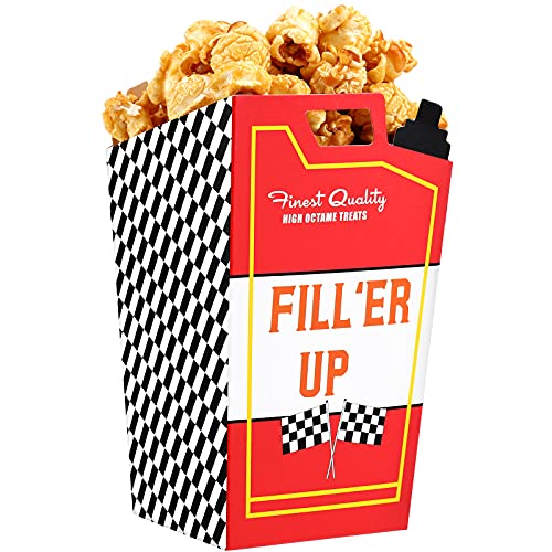 Outus 24 Pieces Race Car Fuel Can Popcorn Treat Boxes Racing Birthday Party Supplies Candy Cookie Container for Baby Shower, Bridal Shower, Race Car Theme Party Favors Decoration