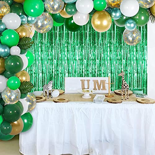 Image of TONIFUL 3Pcs Green Door Streamers,Green Photo Booth Backdrop,Metallic Streamers Green Foil Fringe Curtains for Birthday,Christmas,New Year,St. Patrick's Day Party Streamers Decor(9.9ft x 6.6ft)