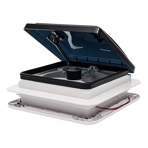 Genérico Claraboya con Ventilador 12V para Autocaravana, 28x28 cm, Ventilación Reversible, Luz LED 8W, Blanco