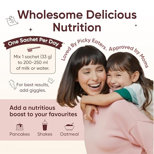 Image of Wellbeing Nutrition Kids Superfuel 7+years |Zero Added Sugar |9g Milk Protein Isolate, 23 Vitamins & Minerals, 100mg DHA, 3g Fiber, Probiotics |Height Growth, Immunity & Brain| Chocolate, Nutrition Drink Powder, 33g