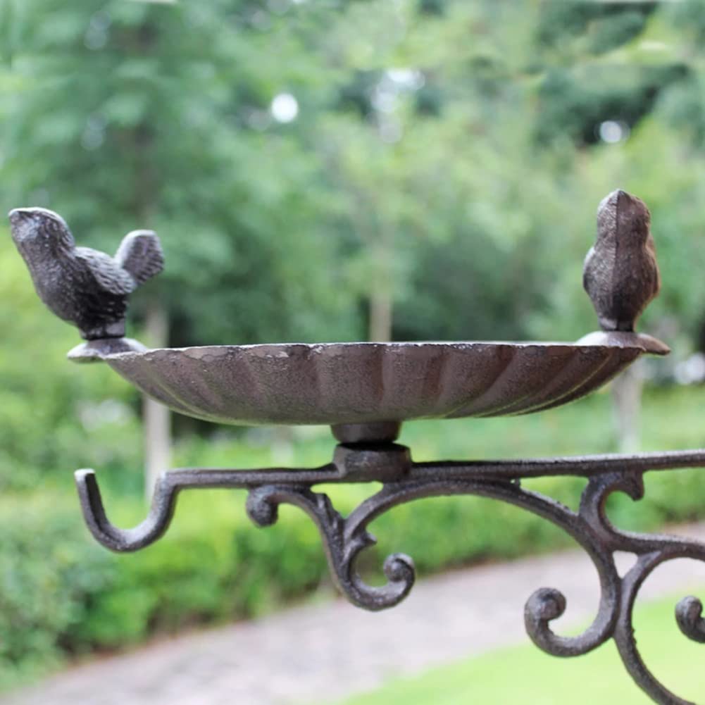 Comedero y bañera para pájaros de Hierro | Decoración de jardín de Hierro Fundido | Bebedero para pájaros montado en la Pared y comedero de Plataforma - Comedero para pájaros Salvajes