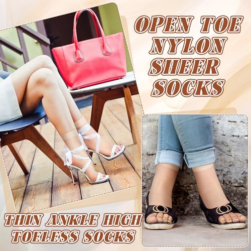 Image of Twistover 10 Pairs Toeless Socks Open Toe Sheer Ankle Socks Nylon Open Toe Feet Stockings for Women