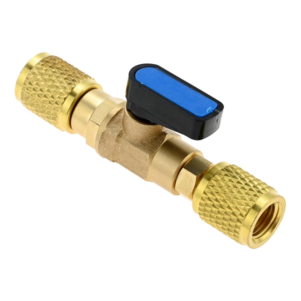 Adaptateur femelle SAE 6,35 mm 7/16" - 20 UNF en laiton pour climatiseur, fonction d'arrêt du robinet à boisseau sphérique réfrigérant