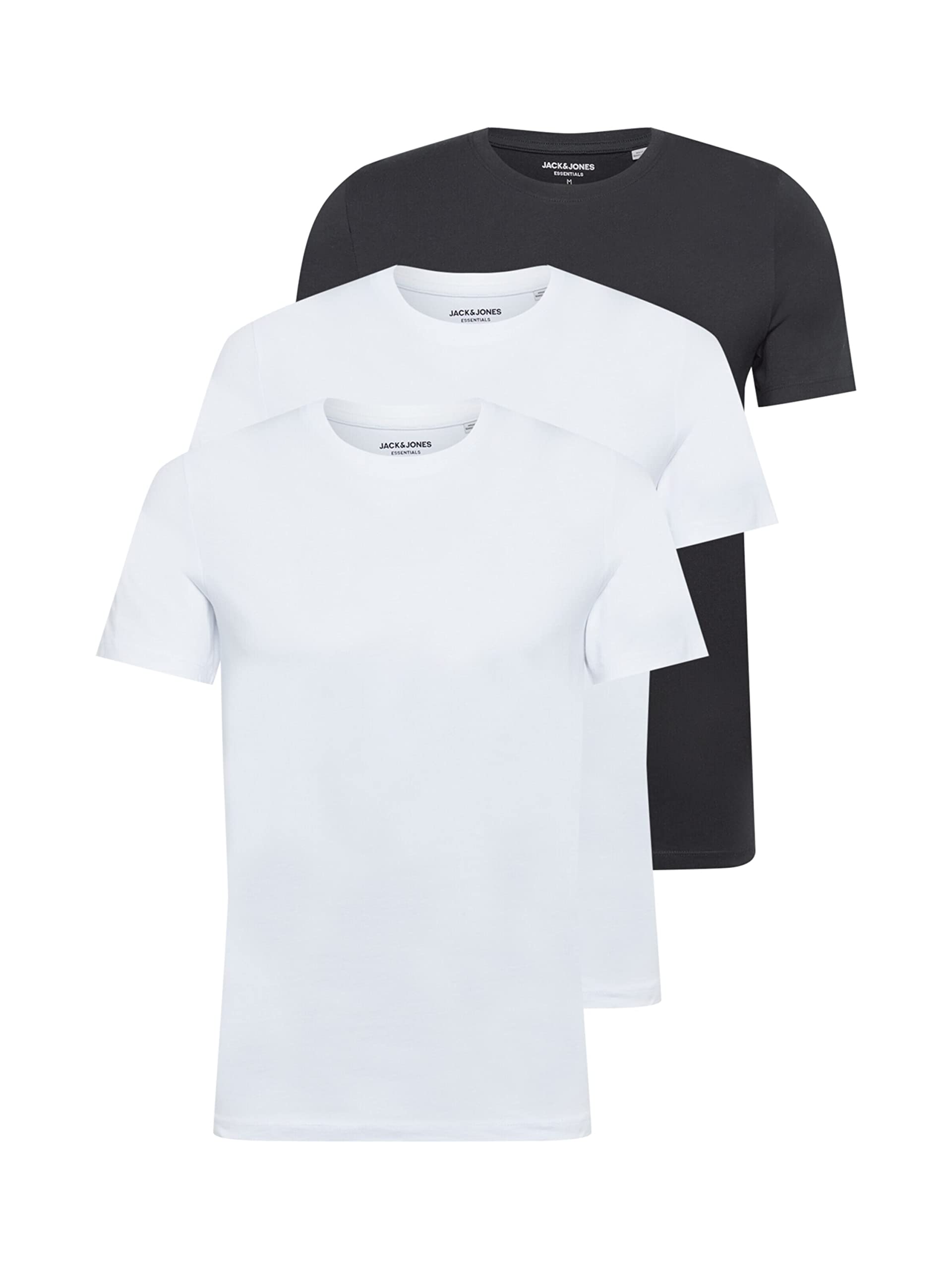 Jack & Jones Jjeorganic Basic tee SS O-Neck-Camiseta de Manga Corta (3 Unidades) NCK 3PK MP, Blanco/Blanco/Negro, XS para Hombre