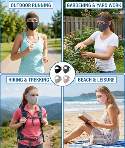 Image of NHCDFA 4PCS Face Mask for Sun Protection for Women, Four-Piece Cooling Ice Silk Set, Breathable Non-Ear Loop Design, Outdoor UV Protection Face Cover, Comfortable Daily Wear Accessory